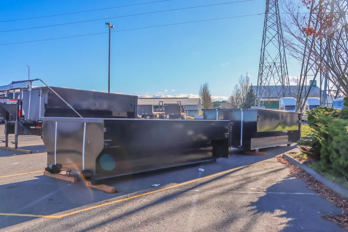 Roll-off dumpster ready for waste disposal at job site for 3 Yard Dumpster Rental in Fort Mill